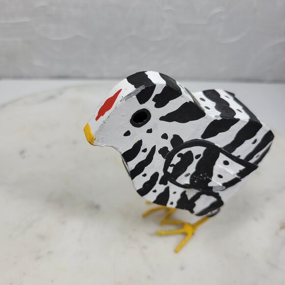 Dept 56 Chick 5” Zebra Print Metal Figurine Easter Farmhouse Folk Art Handmade - Picture 2 of 11